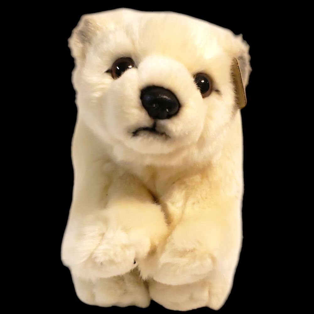 Polar Bear Realistic Plush Vintage 1986 WWF World Wildlife Fund Tag on Ear 8"